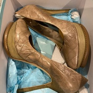 Tan Marciano Collection leather high heels 7.5